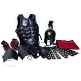 Combinaison d'armure en cuir à jupe romaine complète avec casque en métal grec LFBA07